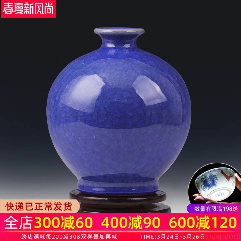 Jingdezhen ceramic vase furnishing articles flower arranging archaize crack household adornment blue porcelain Chinese style restoring ancient ways is the sitting room