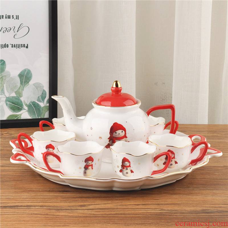 Jingdezhen ceramic tea set suits for the teapot tea tray cups porcelain cup with tea filter good tray