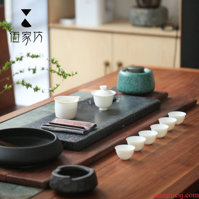 The Wu family fang hai stone wood day sharply stone tea tray ship wood from the drainage sea ceramic tea tray was suit