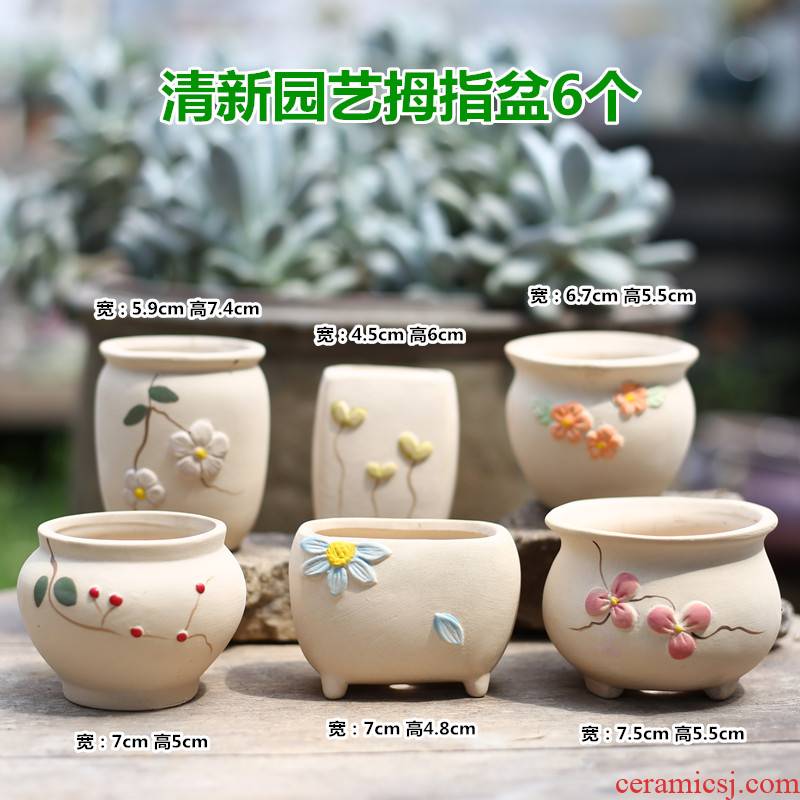 Korean meat ceramic coarse pottery flowerpot more breathable creative move meat meat plant special offer a clearance thumb old running the flowerpot