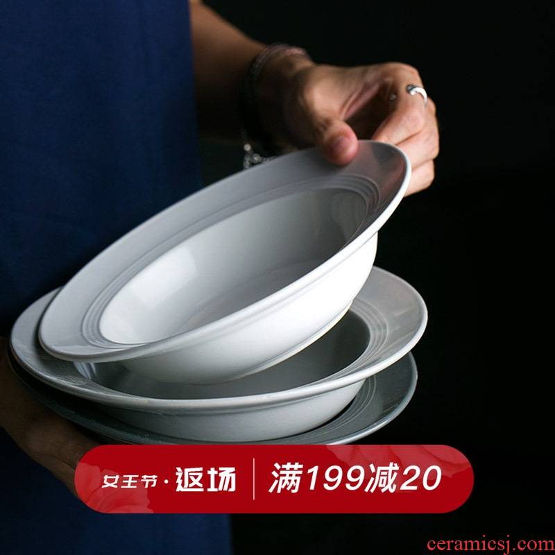 Eat fie straw plate creative Nordic tableware ceramic soup plate screw plate breakfast tray household pasta dish