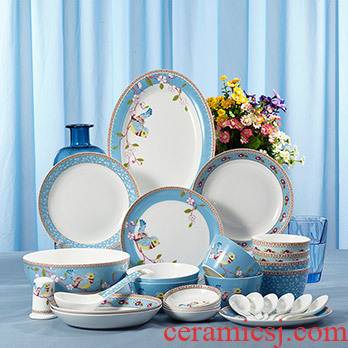 Tableware suit household Korean tangshan ipads China 6 person creative move ceramic dishes combination dishes by the valley of life