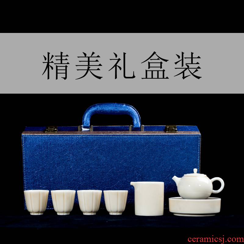 Public remit kung fu tea set household with gift box of jingdezhen ceramic tea set of gift of a complete set of the teapot