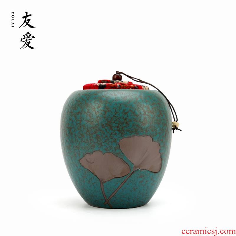 Love and coarse pottery ceramic POTS awake piggy bank seal black tea, green tea caddy fixings puer tea pot gift boxes