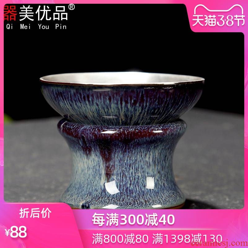 Implement the optimal product variable temmoku glaze) creative checking ceramic saucer coppering. As silver inlaid with silver tea tea accessories