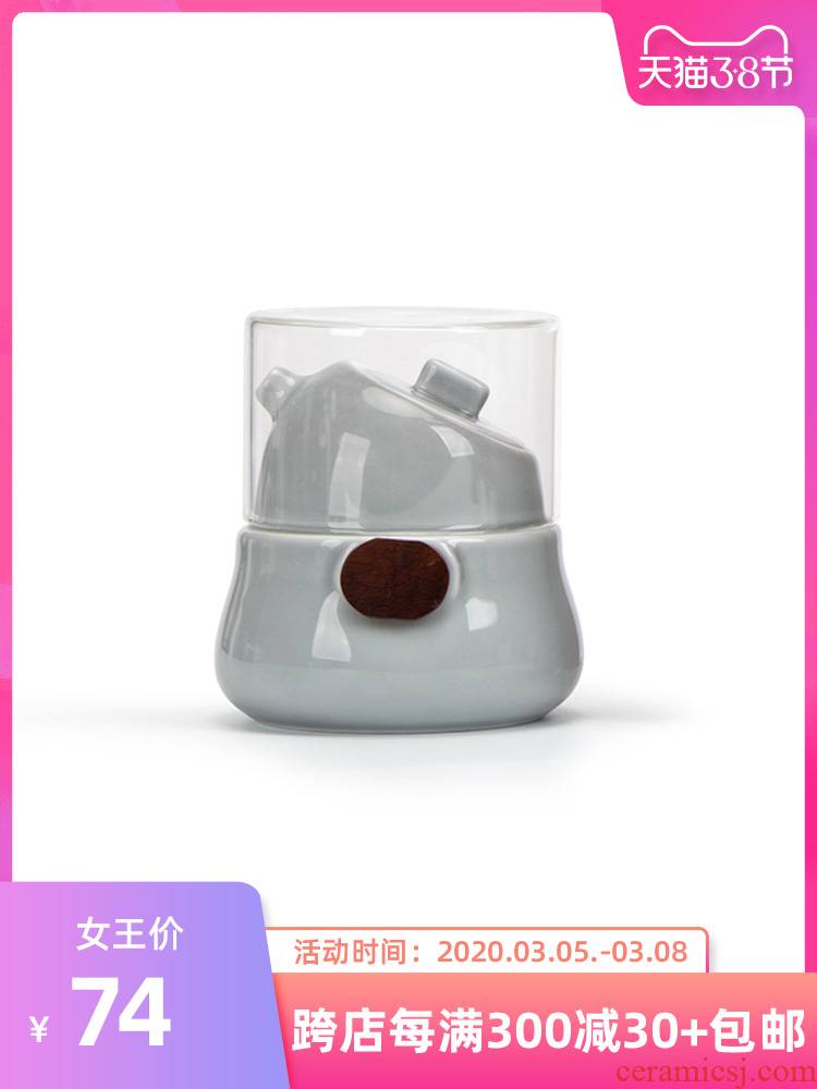 Mr Nan shan penguin crack single portable tea cup glass cup contracted with ceramic teapot