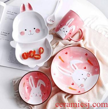 Express animals children creative ceramic tableware frame plate baby bowl bowl cartoon bowl dish breakfast spoon cup