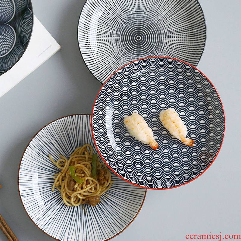Japanese printing color ceramic tableware household deep rice dish contracted microwave creative move snack plates of sushi