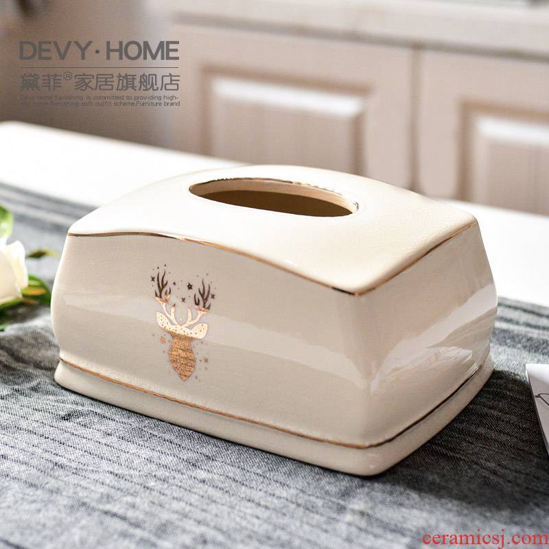 Nordic light luxurious modern ceramic tissue box sitting room tea table household table bedroom take cartons decorative paper smoke box