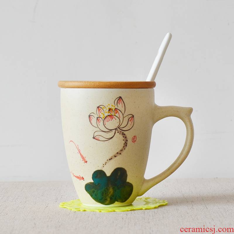 Move cups milk cup ceramic lotus cup getting creative mugs custom spoon coffee cup logo cup with cover