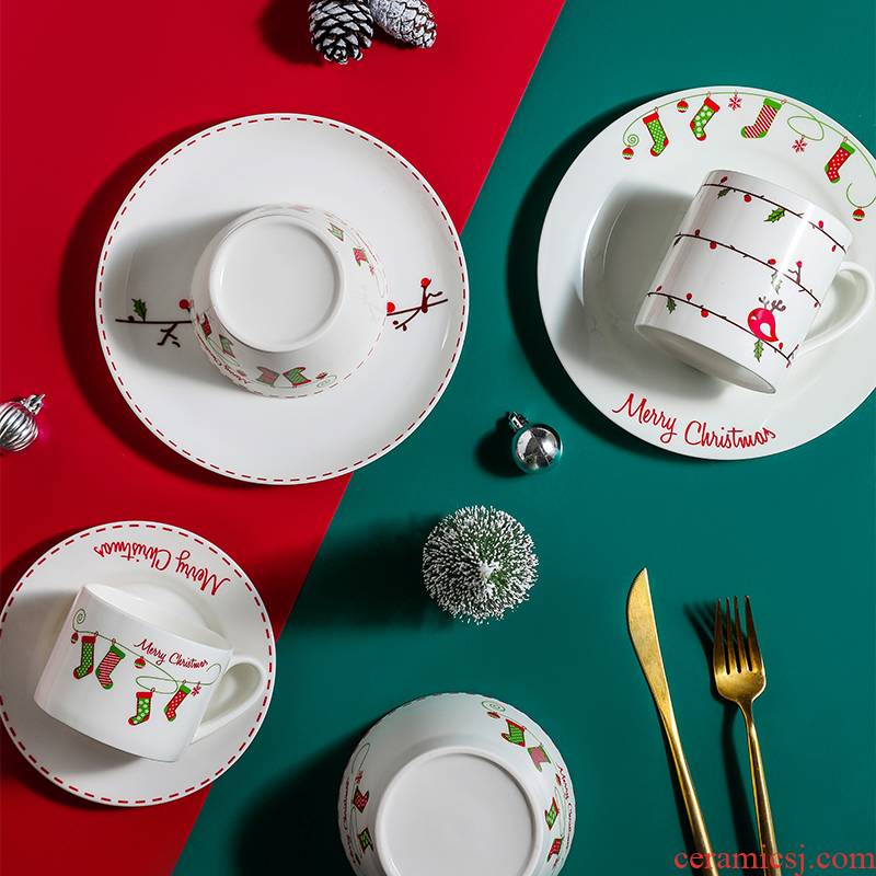 Boss in joyous ode Christmas dessert plate tableware suit, lovely creative household ceramics western - style food plates dishes