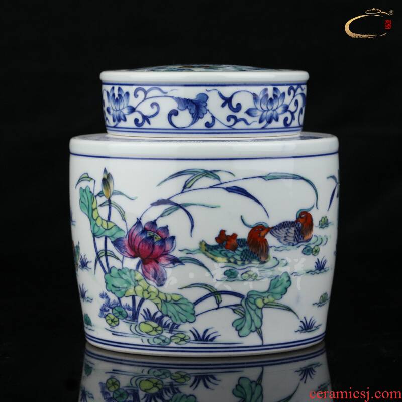 Jing DE and auspicious hand - made yuanyang pot of blue and white porcelain tea pot jingdezhen ceramics seal pot gift boxes