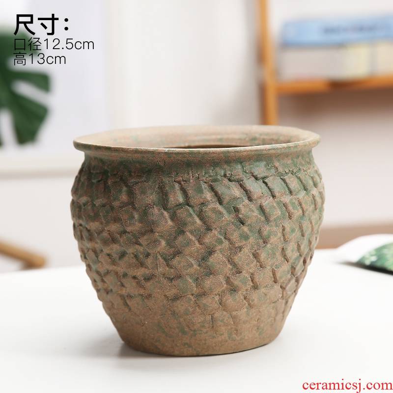 Coarse pottery fleshy green plant flower of bracketplant of the ceramic pot is mage, fleshy old high permeability model of large diameter of the big flower pot