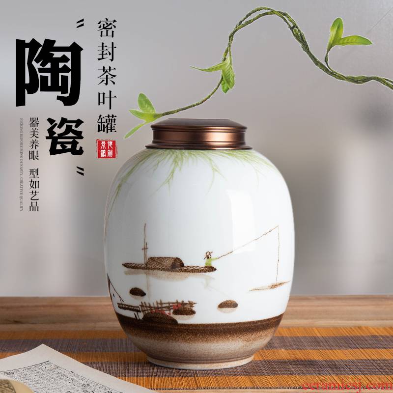 Jingdezhen hand - made ceramic tea pot half jins 1 catty 3 kg to save seal storage tank with pu 'er tea POTS
