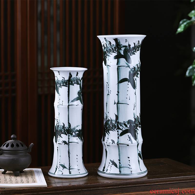 Jingdezhen ceramics have lucky bamboo vases, flower arranging furnishing articles sitting room ground large - sized straight aquatic culture flower arrangement