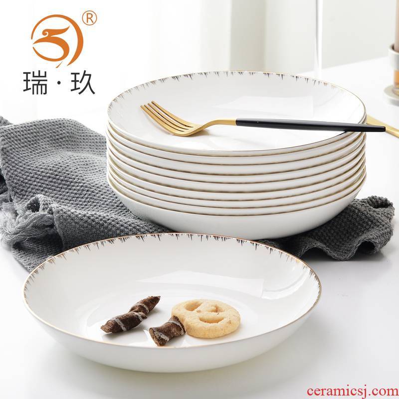 10 home up phnom penh ipads porcelain dish plate deep plate ceramic 8 inches round the Nordic wind plate FanPan soup plate