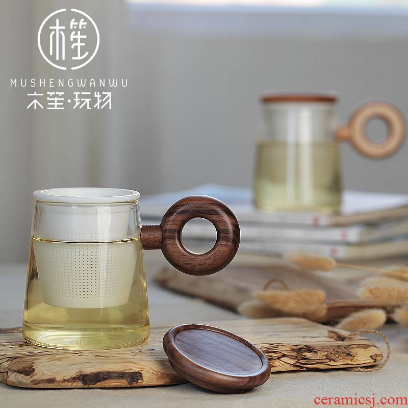 Japanese creative high borosilicate glass tea cup move household art ceramic cups tank filter glass