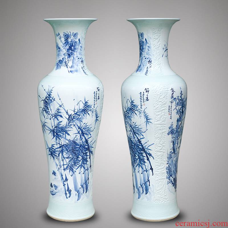 Jingdezhen ceramics hand - made large blue and white porcelain vase by 1 m 2 patterns sitting room place a housewarming gift