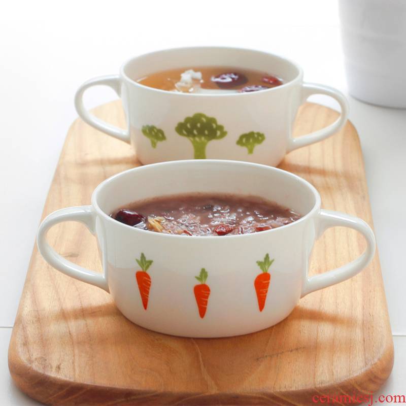 The Vegetables series ceramic bowl of soup cup ears porringer breakfast home porridge western dessert bowl of soup bowl bowl in children