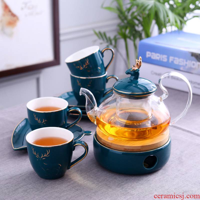 Nordic light much English afternoon tea tea tea set series of high - grade ceramic glass teapot cooked fruit candles