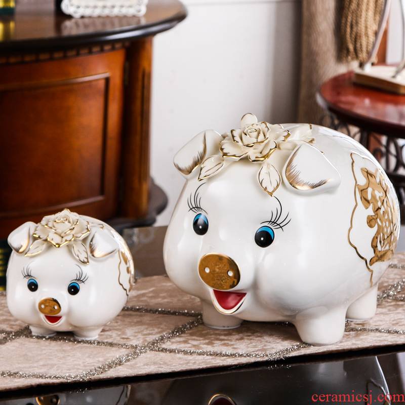 SAN road fort European ceramic pig can money of a pair of children bedroom furnishing articles piggy Banks sitting room adornment creative gifts