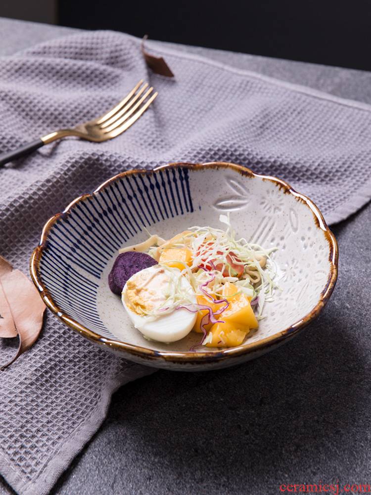 Japanese creative ceramic flower bowl of shallow bowl dish bowl delicacies bowl dessert bowl bowl of fruit salad bowl bowl