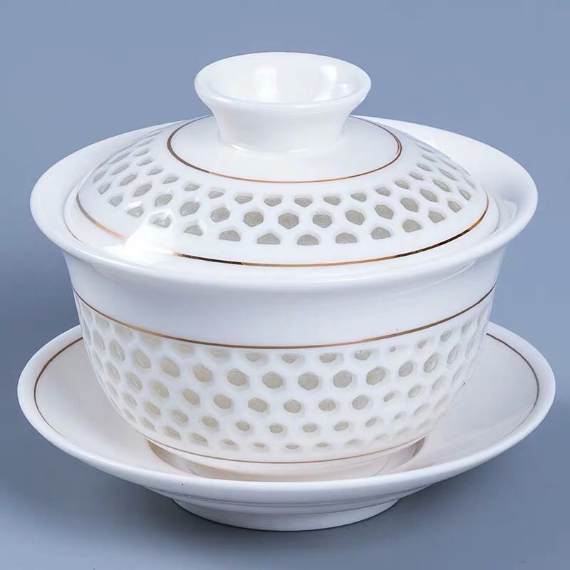 Tureen home tea cups large bowl with a single three GaiWanCha make tea exquisite hollow ceramic kunfu tea