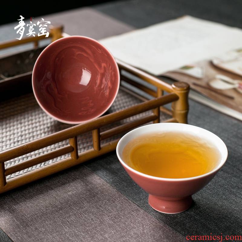 Green sample tea cup of was up with jingdezhen ceramic tea set tea bowl is pure manual master cup single cup, household