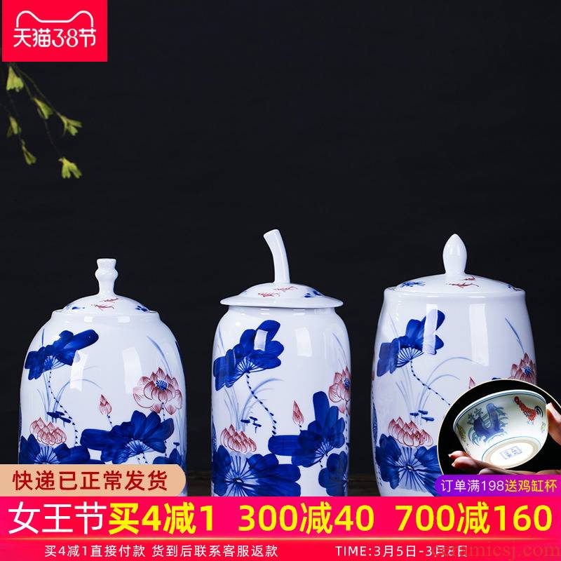 Hong xuan jingdezhen ceramic tea pot lotus storage tank is I and contracted household adornment handicraft furnishing articles in the living room