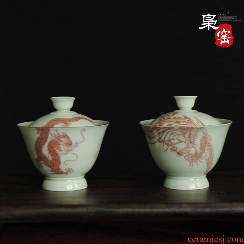 The Owl up jingdezhen hand - made ceramic tureen tea antique teacup youligong longfeng for checking quality
