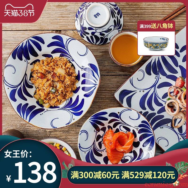 Love burn Japan imported pozzo's xiang fang make tang grass ceramic tableware Japanese saury deep dish plate and wind