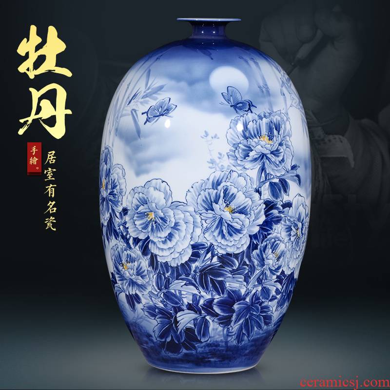 Jingdezhen ceramics hand - made archaize Angle of furnishing articles of Chinese style living room what large blue and white porcelain vase office decoration