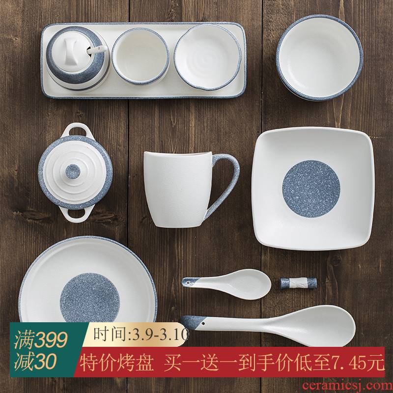INS household use to eat Japanese - style tableware suit dishes ceramic bowl bowls plate combination Nordic soup bowl