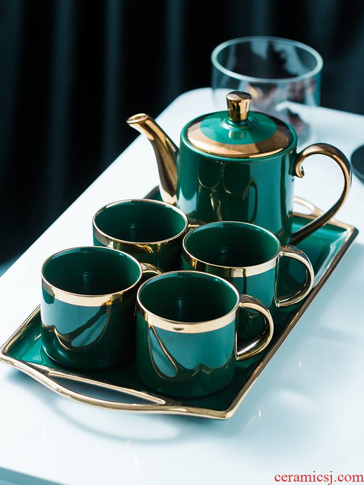Porcelain color green jade - like stone Nordic up phnom penh cool cold suits for with tray tea kettle ceramic kettle cup with water
