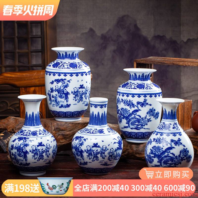 Floret bottle antique blue and white porcelain of jingdezhen ceramics furnishing articles Chinese flower arranging rich ancient frame sitting room decoration