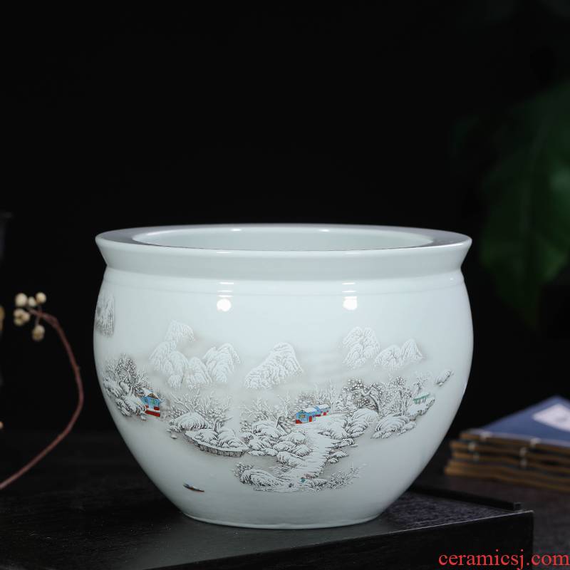 Jingdezhen ceramic storage tank lotus basin to breed fish home sitting room porch place the tortoise water lily cylinder big gift