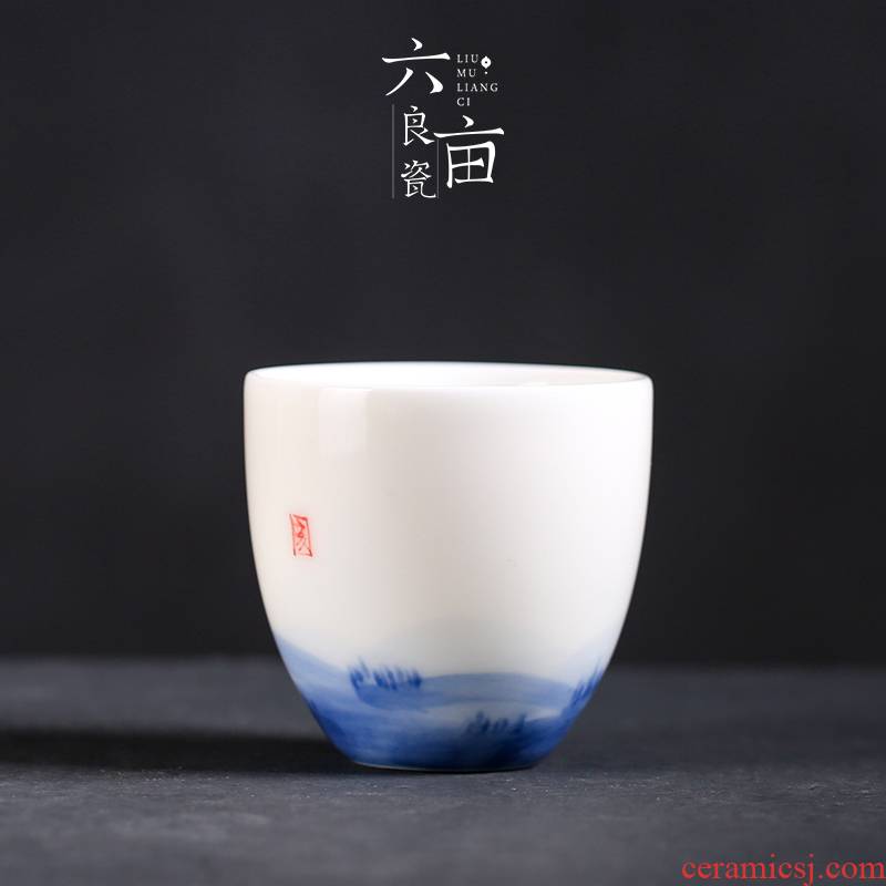 Hand - made teacup single cup sample tea cup them thin body master cup contracted household puer tea cup personal cup ceramics