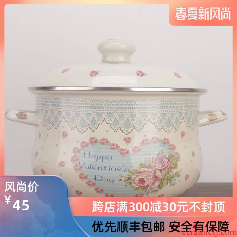 18 to 26 cm enamel enamel pot ears with thick stew pan, induction cooker gas general