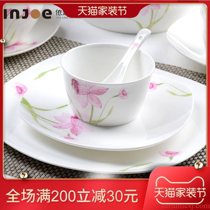Hand - made of household ceramic bowl chopsticks dishes tangshan ipads porcelain tableware Korean job rainbow such use small bowl of soup bowl dish