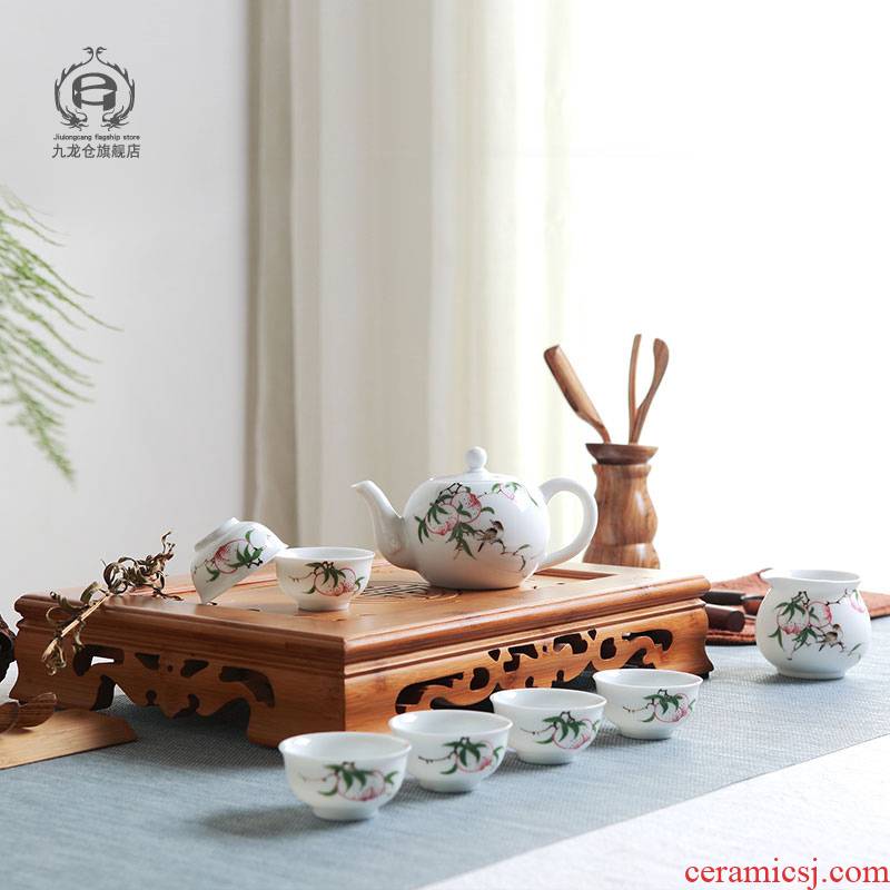 DH hand - made pastel kung fu tea set jingdezhen contracted household ceramics cup teapot cup