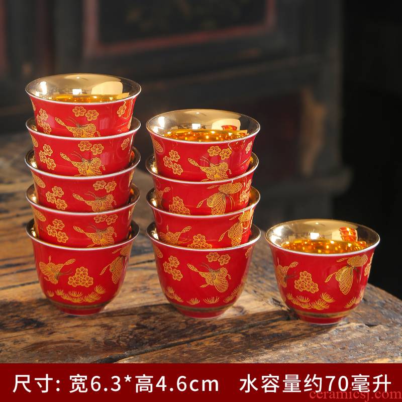 Kung fu tea ceramic tea set glass colored enamel sample tea cup masters cup individual cups of tea tea cups