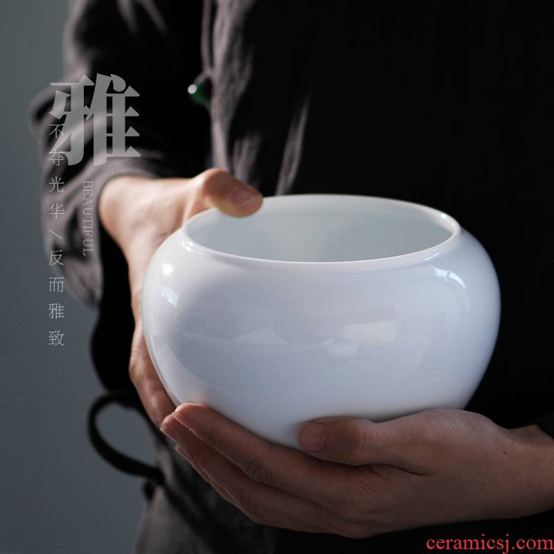 Mountain sound XiCha jingdezhen high temperature ceramic water wash water side water jar slag bucket built large white porcelain tea set accessories