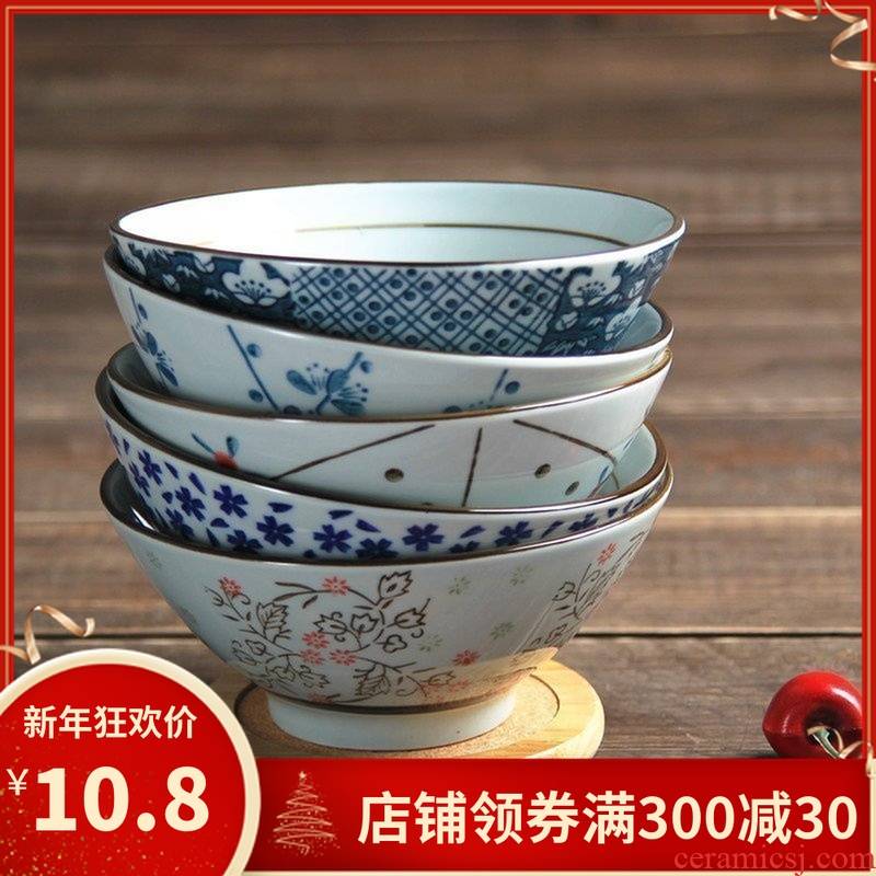 And the four seasons under the glaze color Japanese environmental ceramics tableware creative hand - made 5 inch bowl horn bowl hat to bowl