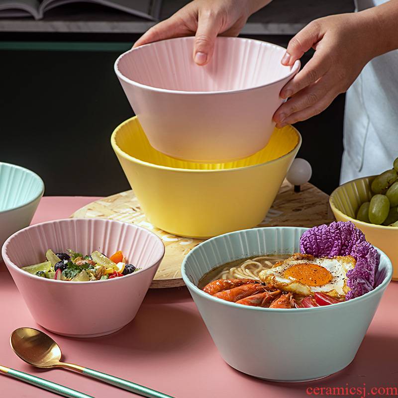 Lovely fruit salad bowl large creative household western - style food tableware ceramic bowl of beef noodles in soup bowl bowl dish bowl bowl