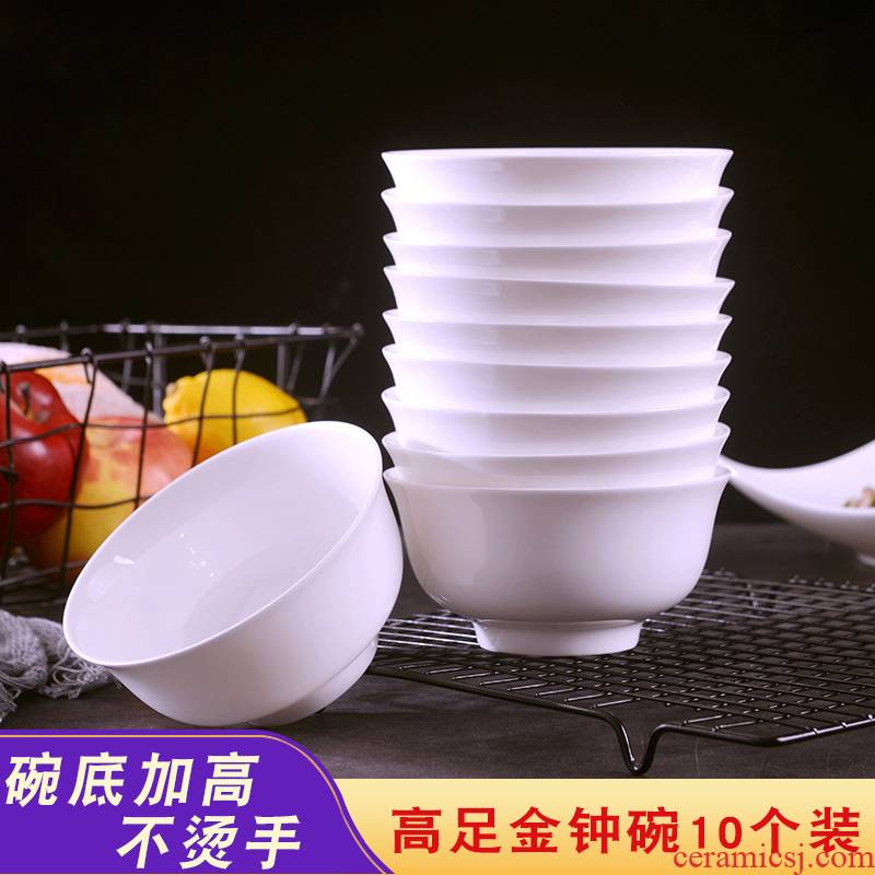 Jingdezhen pure white creative admiralty bowl of 10 home a large ceramic bowl of hot rice bowls not suit