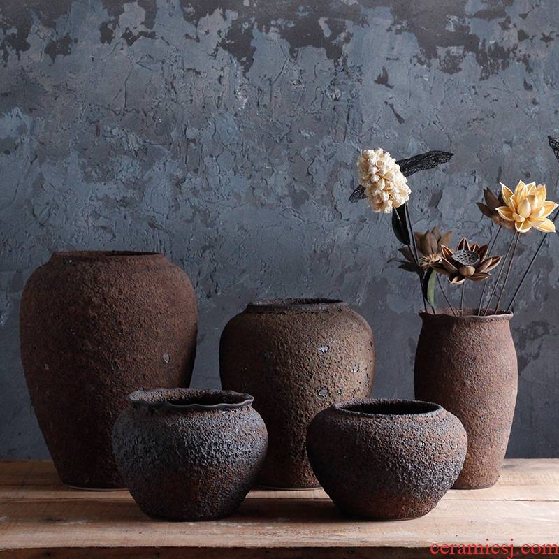 Checking out ceramic coarse TaoHua machine dry flower arranging flowers furnishing articles zen tea room vases, ceramic flower pot clay POTS