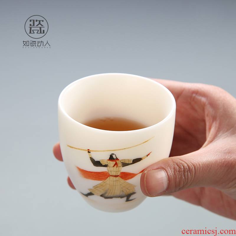 A Chinese Odyssey teacups hand - made sample tea cup tea by hand, dehua white porcelain cup Hong Kong master CPU