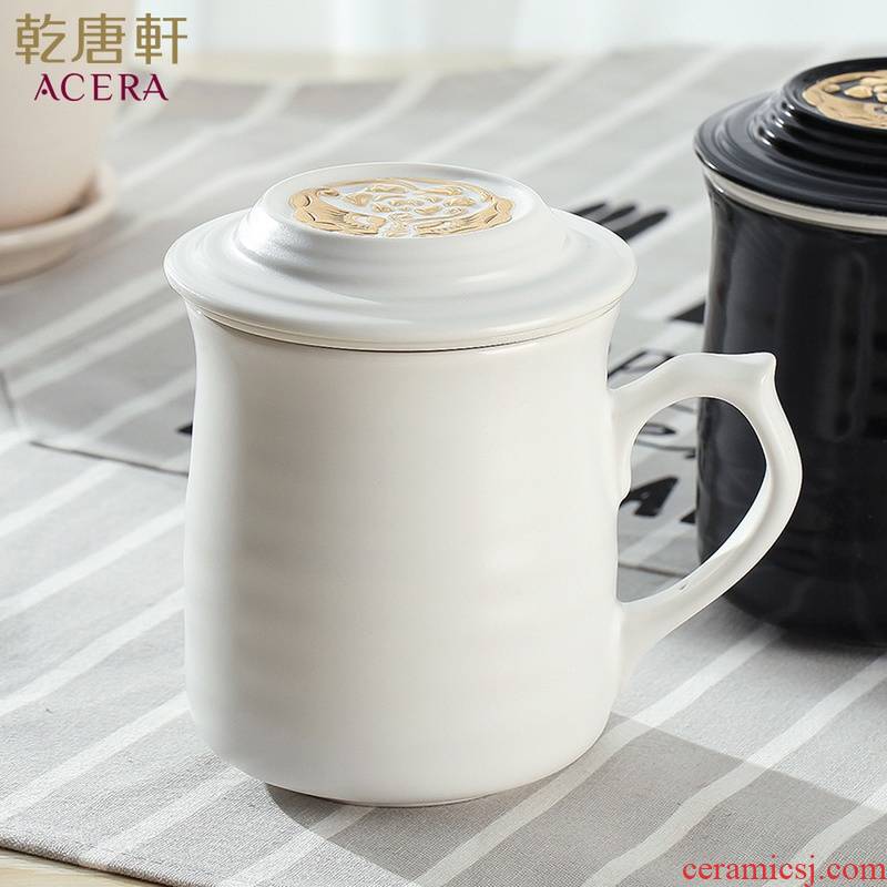 Do Tang Xuan porcelain cup wave grain three - piece gold cup individuality creative household ceramic cup with cover glass