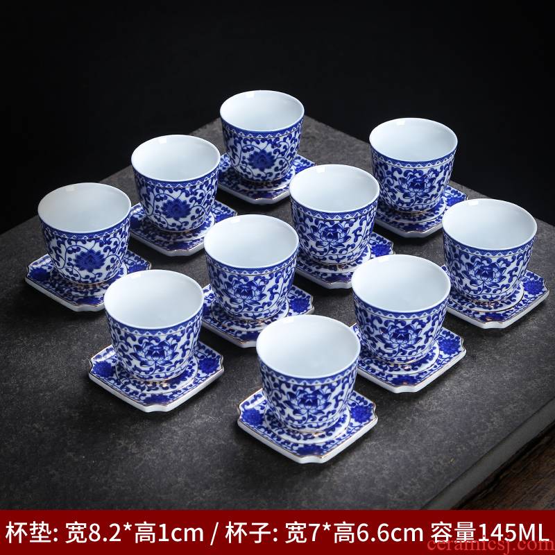 Jingdezhen ceramic kung fu tea cups antique jade porcelain sample tea cup of blue and white porcelain cup single cup size