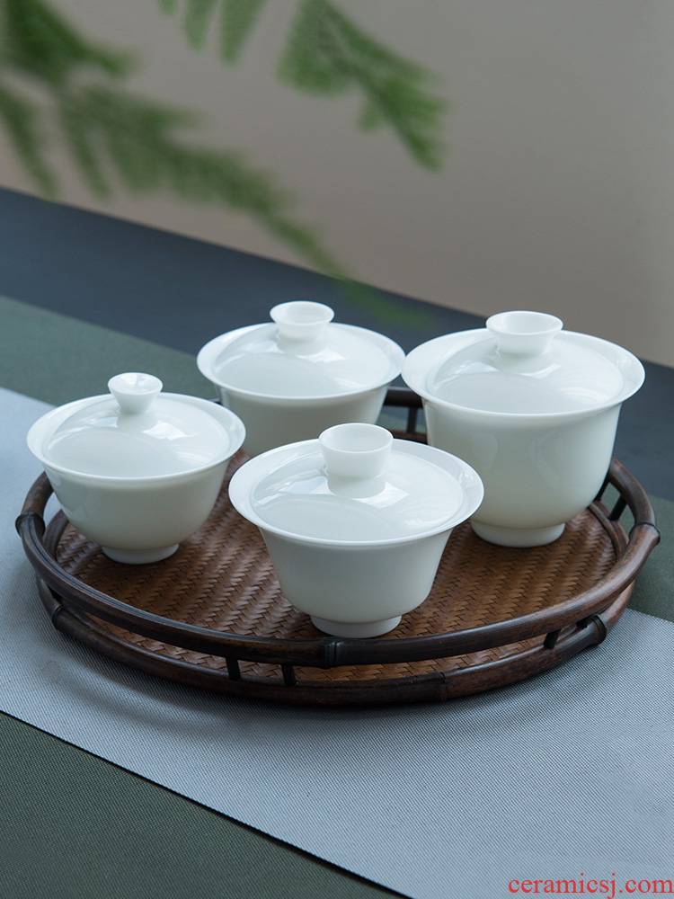 Good thing JingLan tureen jingdezhen manual tureen cup single no use kung fu tea set thin body white porcelain